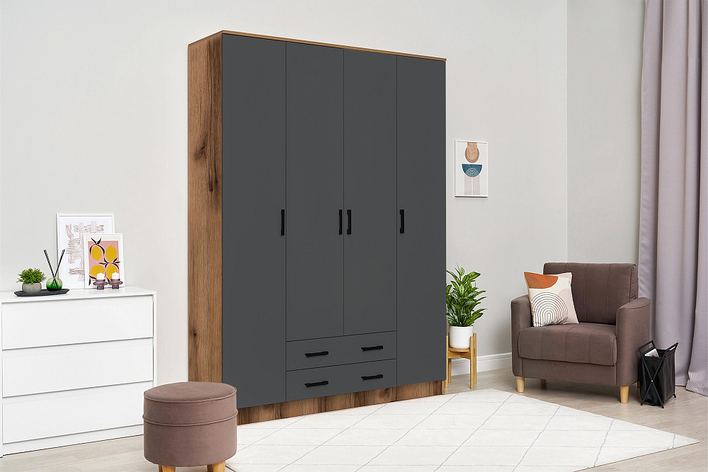 Шкаф Квадро дуб делано / графит