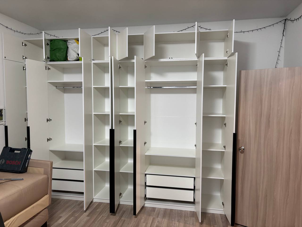 Комплект шкафов Тивина 3.2 м с антресолью белый текстурный