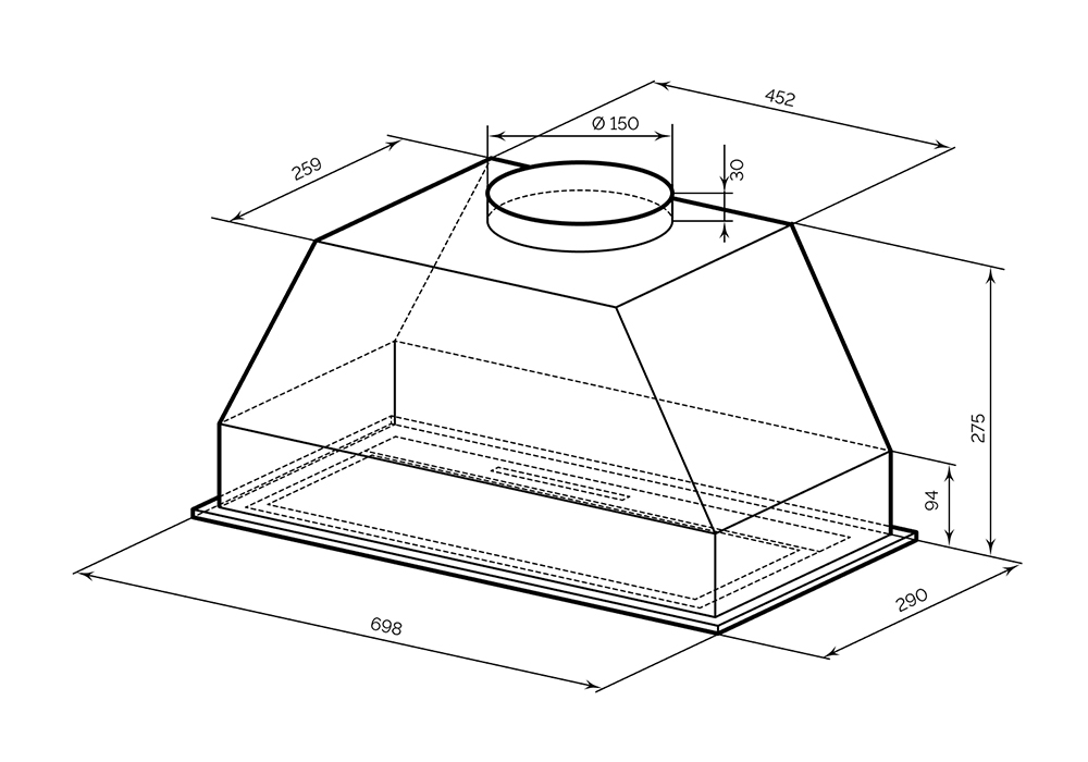 Встраиваемая вытяжка LEX HYPER 900 GS GR