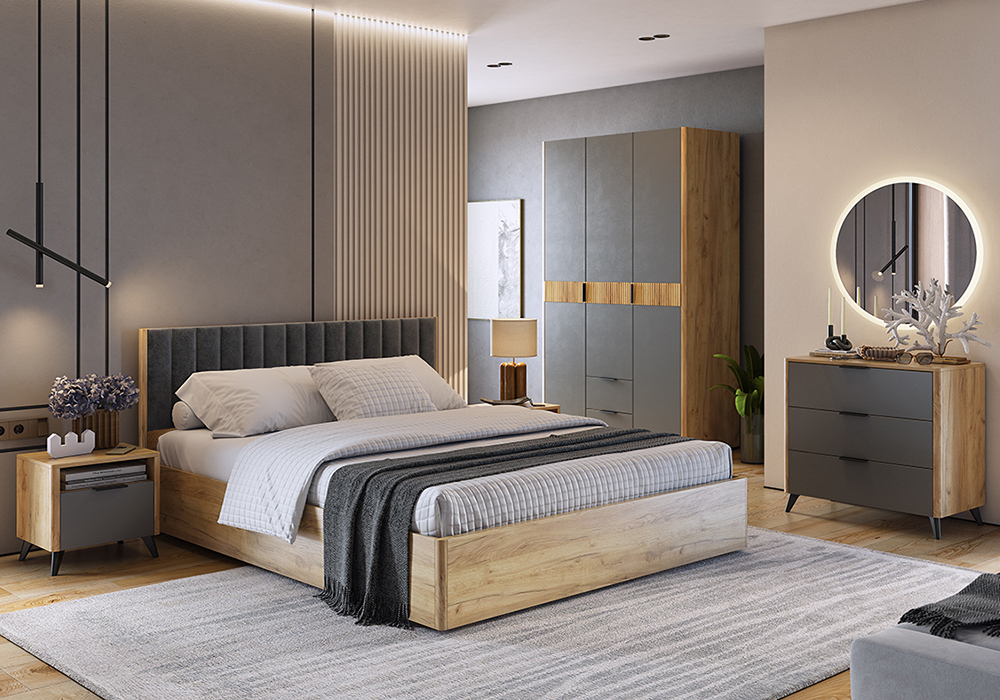 Модульная спальня Адам дуб крафт золотой / графит