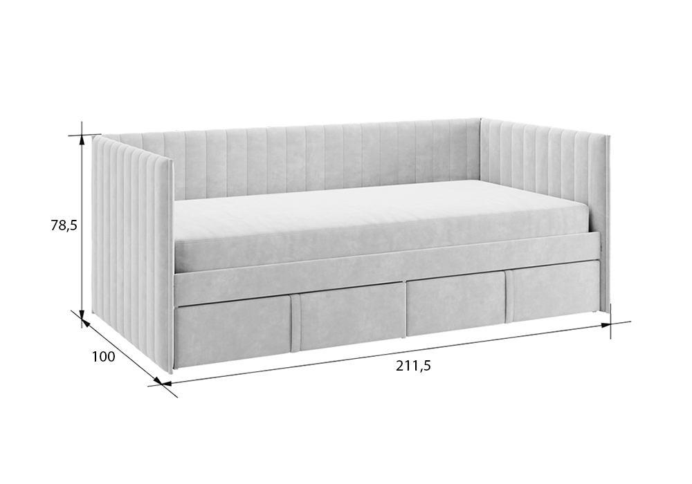 Софа с ящиками Твикс велюр нежно-розовый