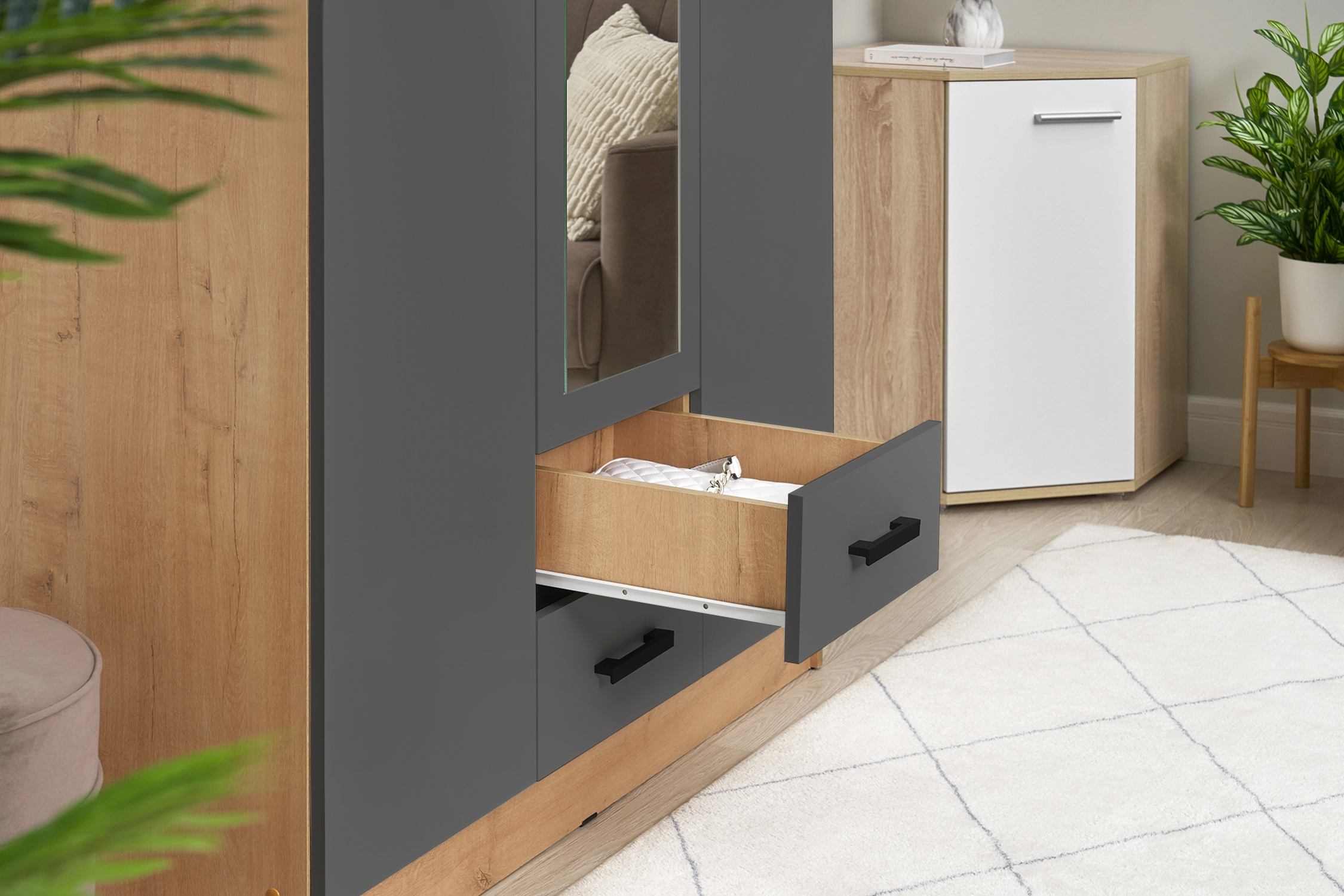 Шкаф Трио дуб вотан / графит