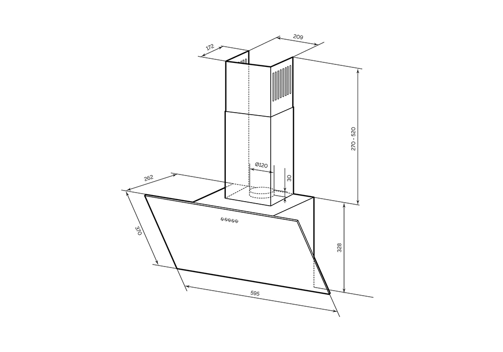 Наклонная вытяжка LEX MOZA 600 R1 BLACK