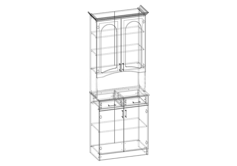 Буфет Констанция 2-х створчатый белый матовый / джинс