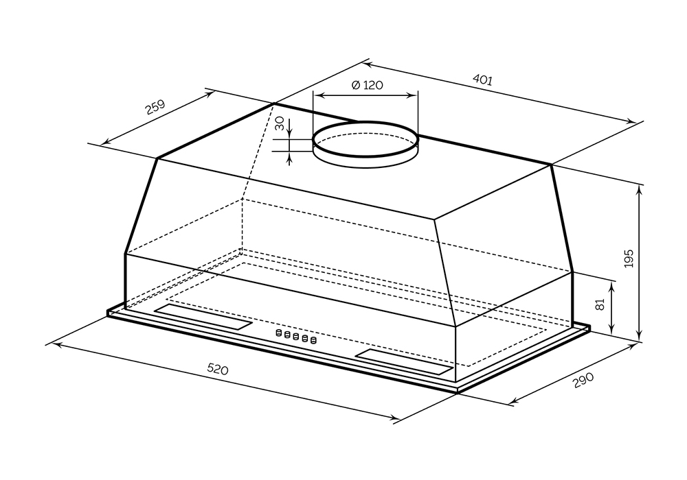 Встраиваемая вытяжка LEX HYPER 600 Light BBL