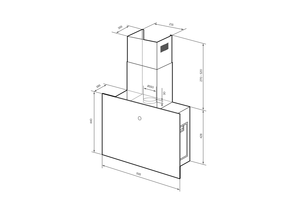 Наклонная вытяжка MILLEN MKHG 602 BL
