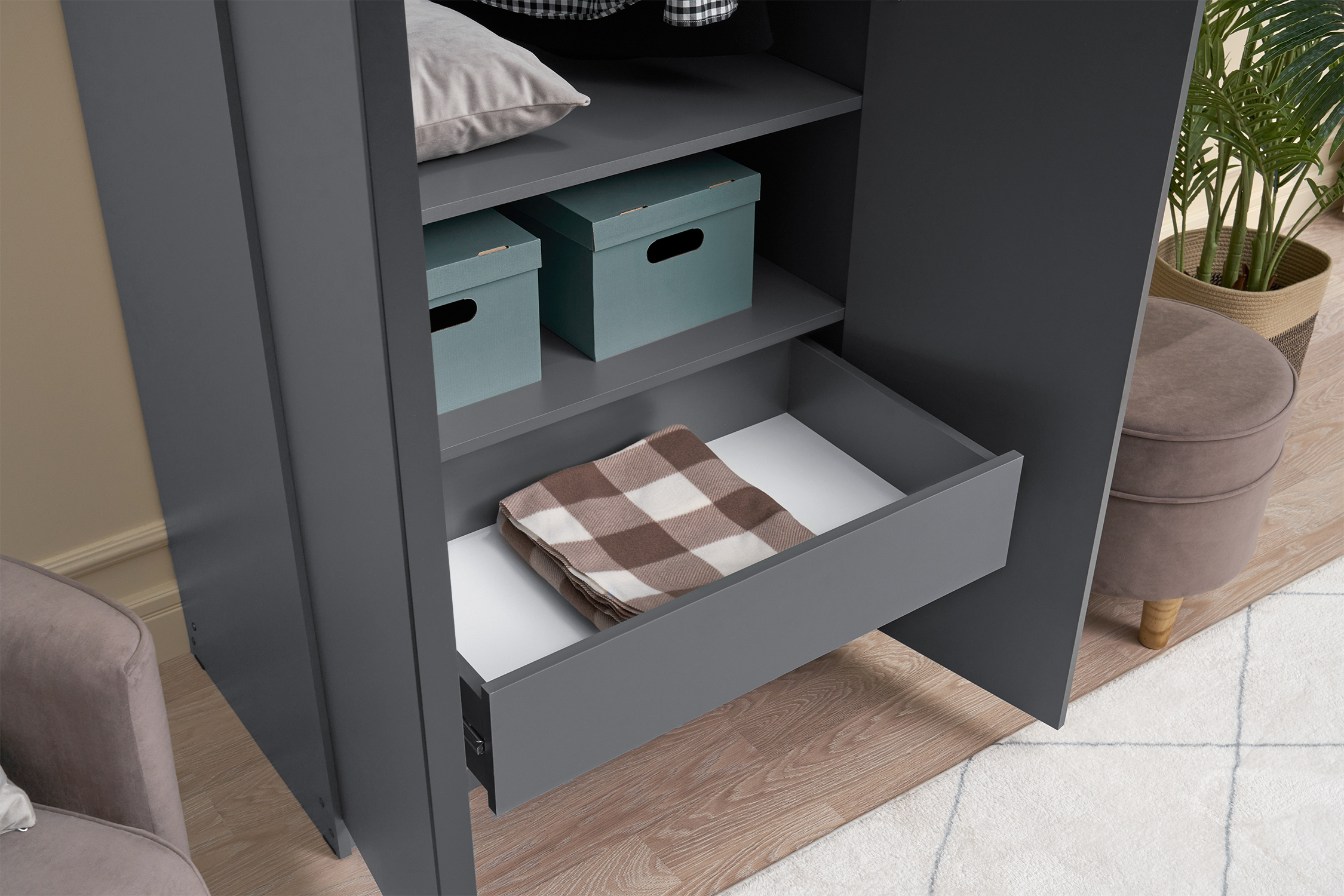 Шкаф 2-х створчатый Тивина графит серый