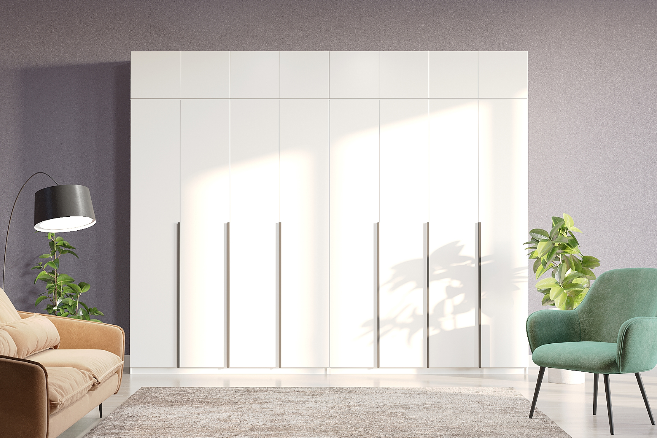 Комплект шкафов Тивина 3.2 м с антресолью белый текстурный