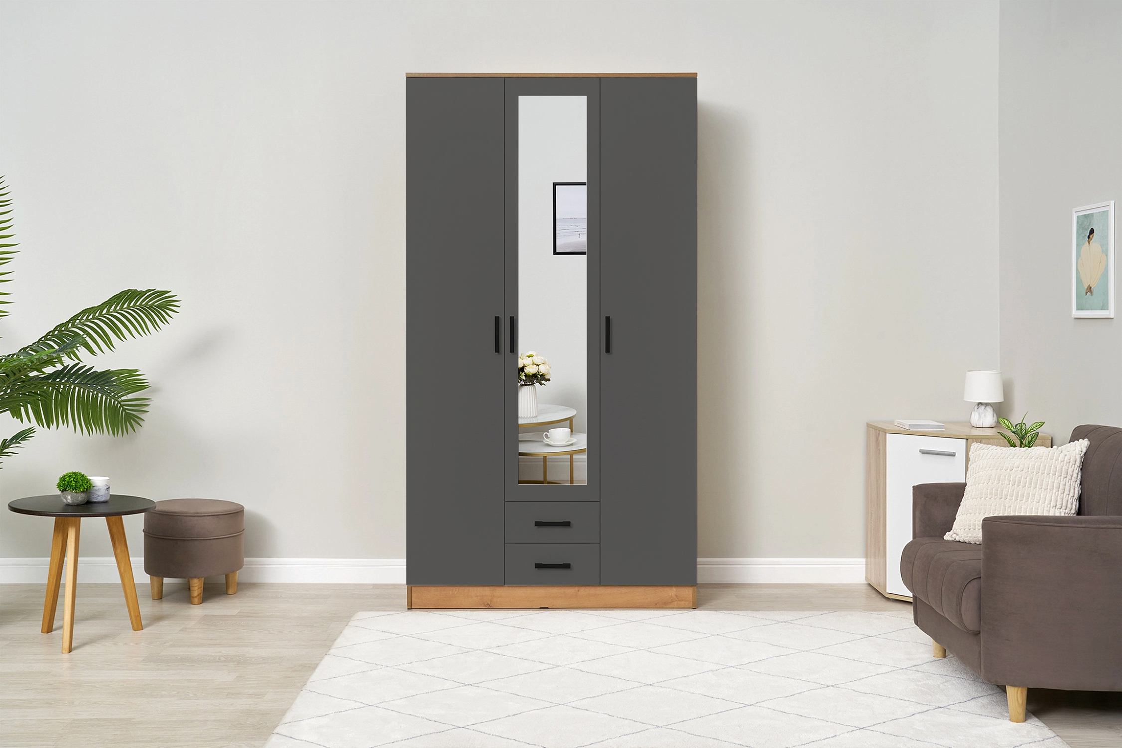 Шкаф Трио дуб вотан / графит