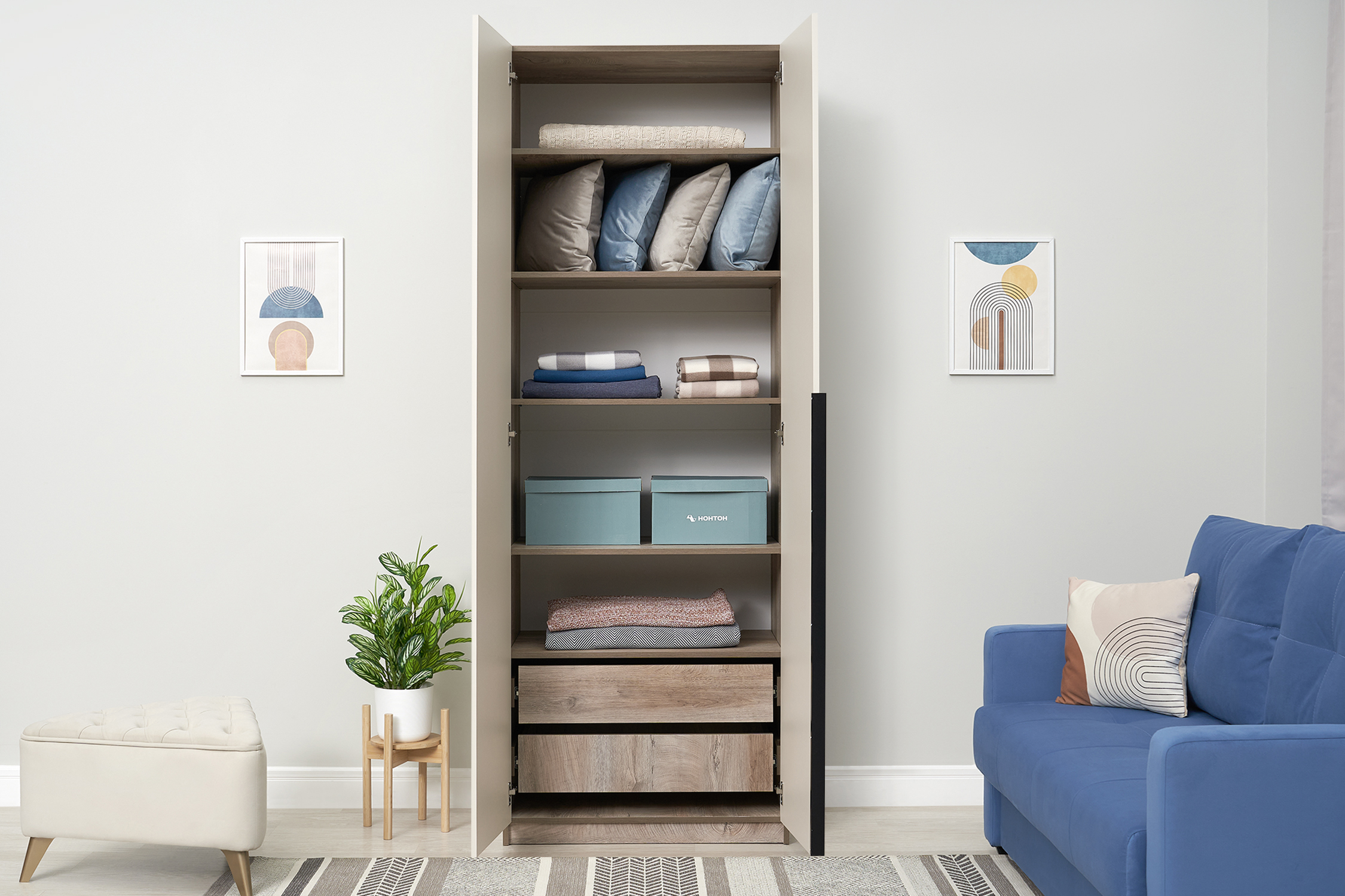 Шкаф 2-х створчатый Тивина эндгрейн / меланж