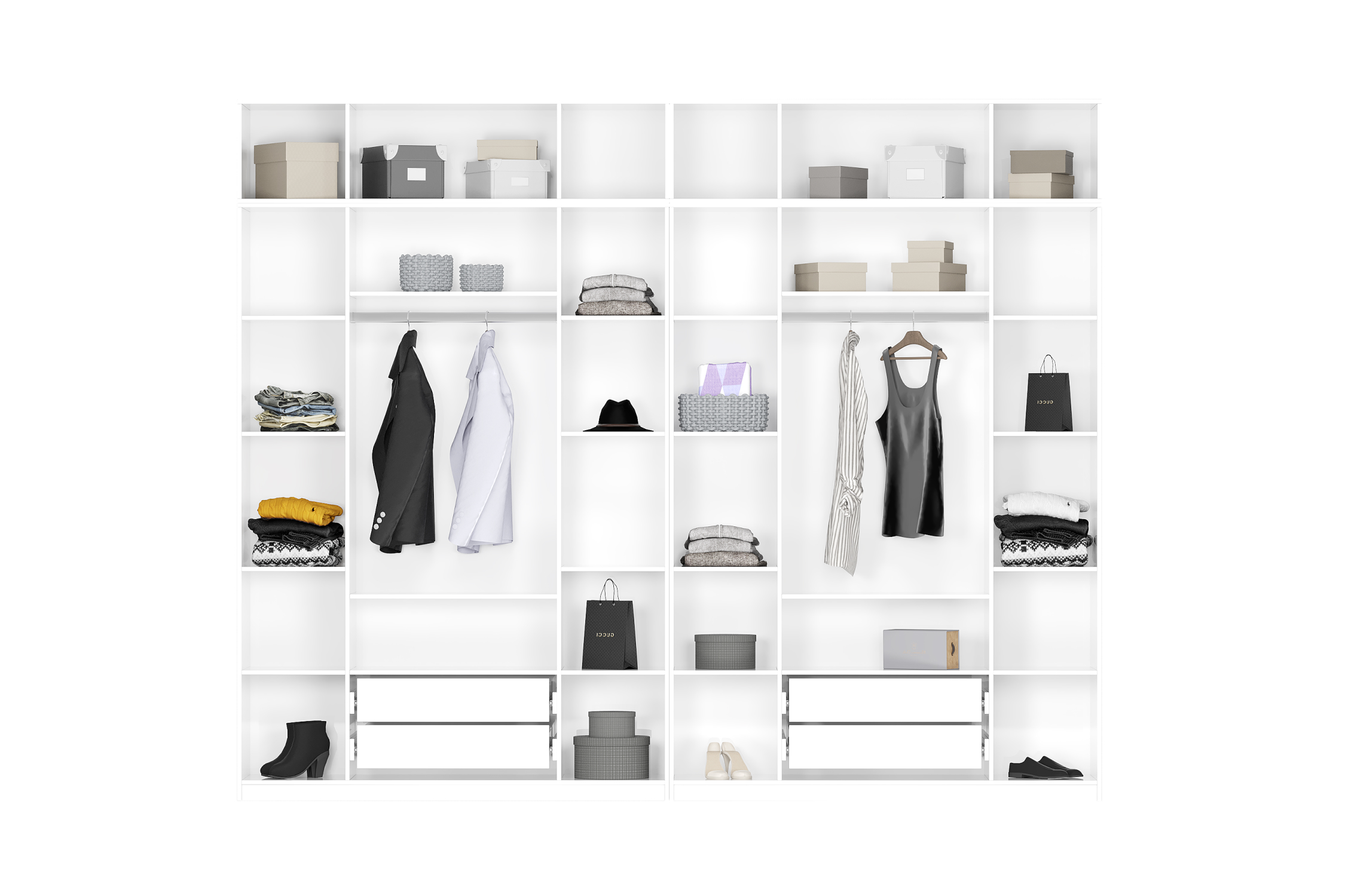 Комплект шкафов Тивина 3.2 м с антресолью белый текстурный