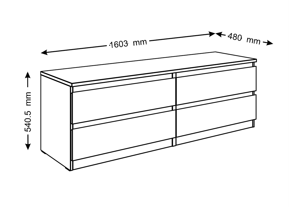 Комод низкий Мальта 4 ящика дуб венге