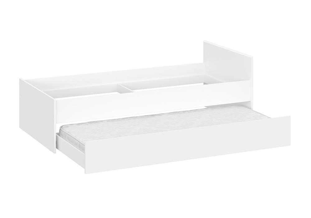 Кровать детская Грейс с выкатным местом белая текстурная