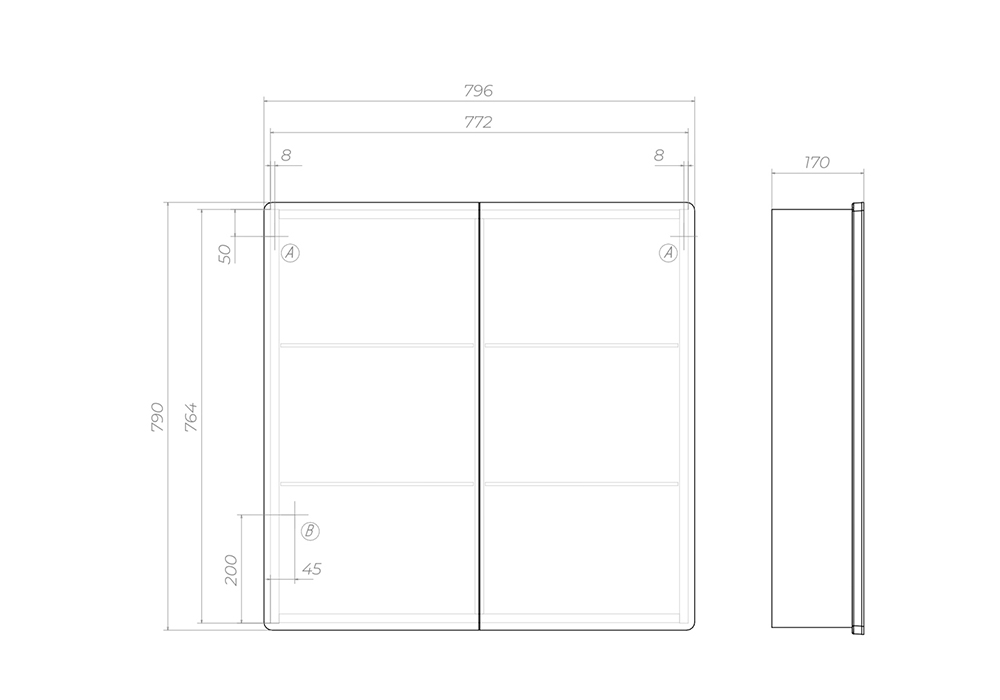 Зеркало-шкаф Geometry 80 с LED подсветкой