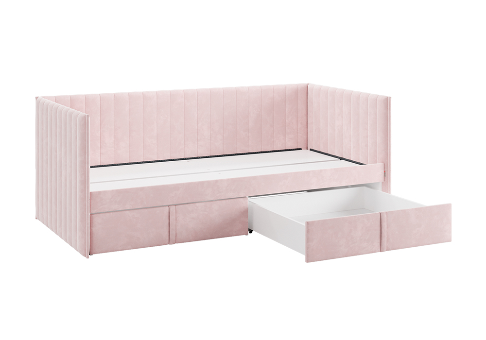 Софа с ящиками Твикс велюр нежно-розовый