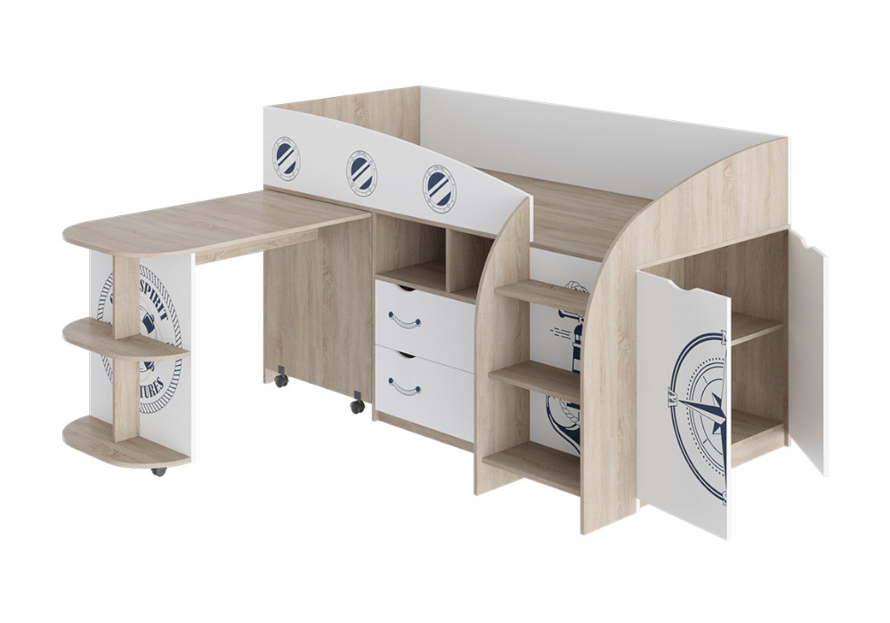 Кровать комбинированная Немо дуб сонома / белый