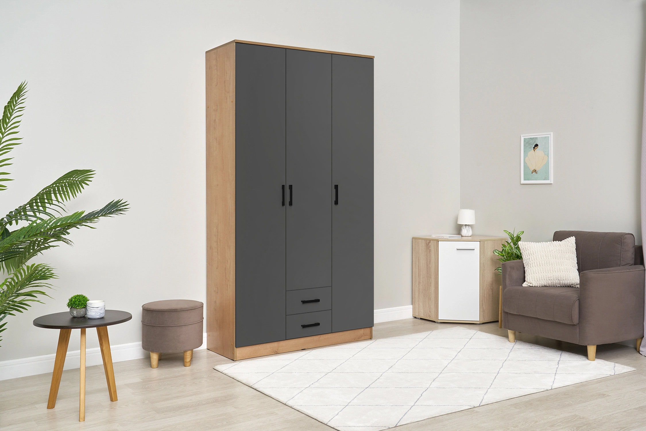 Шкаф Трио дуб вотан / графит
