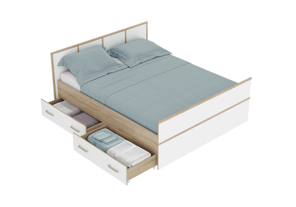 Кровать Сакура дуб сонома / белый арт. 08-86597 140х200 см двуспальная ...