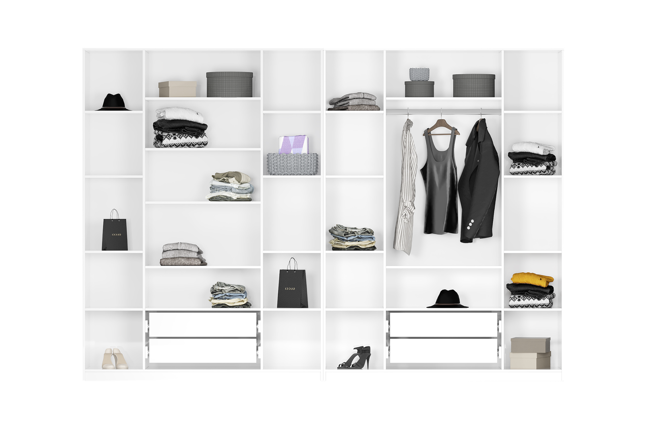 Комплект шкафов Тивина 3.2 м белый текстурный