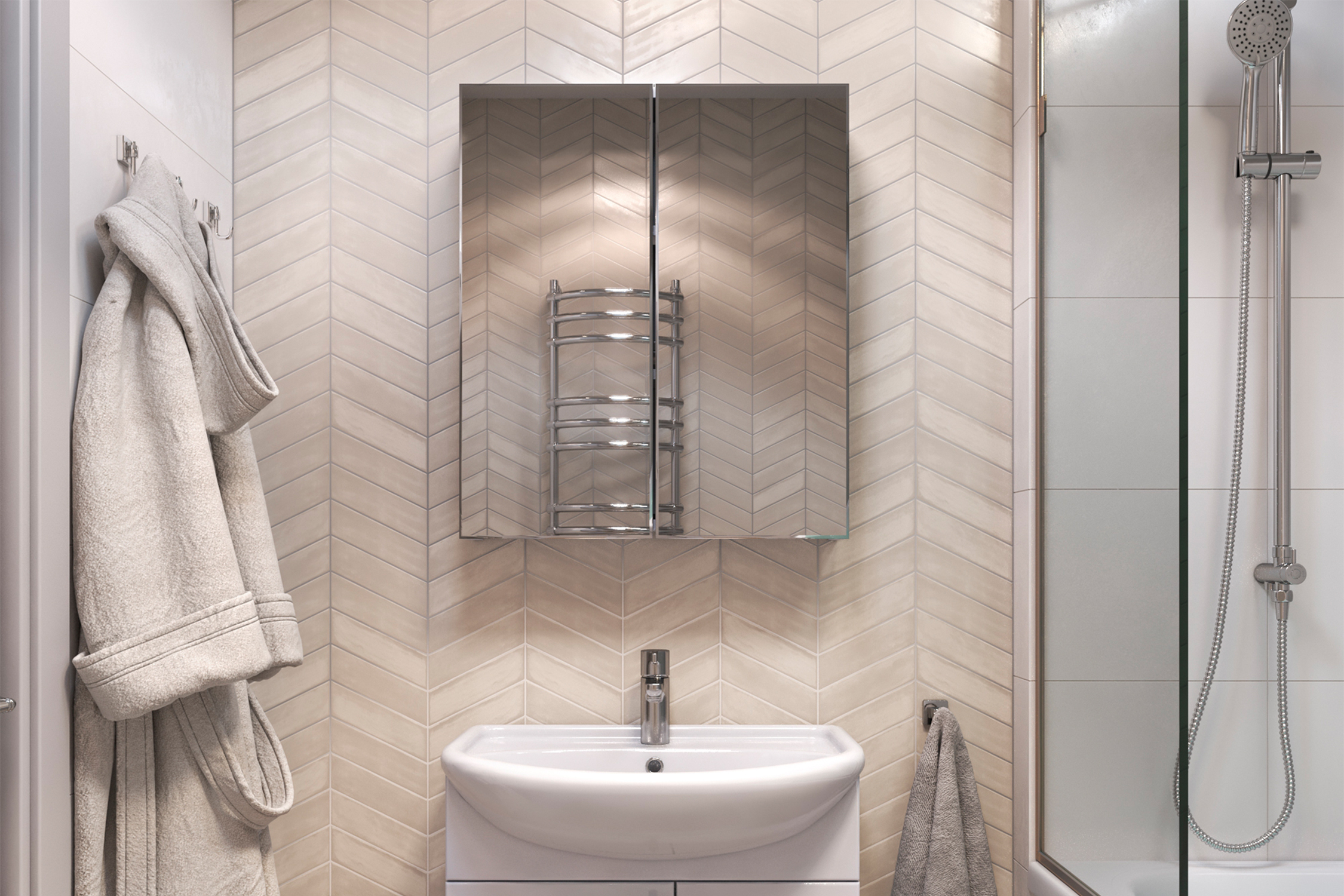 Зеркало-шкаф 2-х створчатый Grand белый