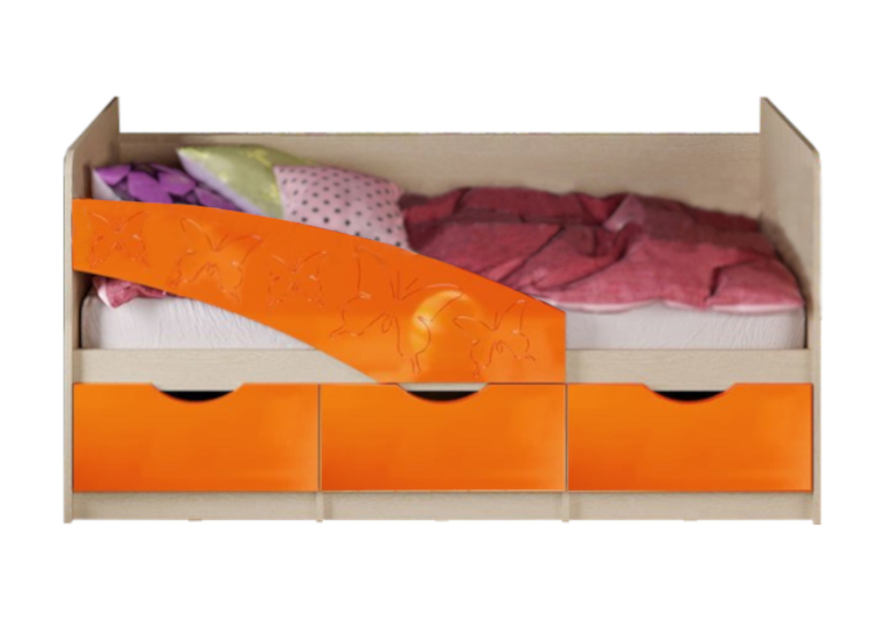 Кровать Бабочки оранжевый металлик