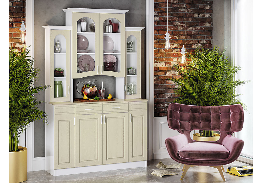 Буфет Констанция 4-х створчатый фисташковый