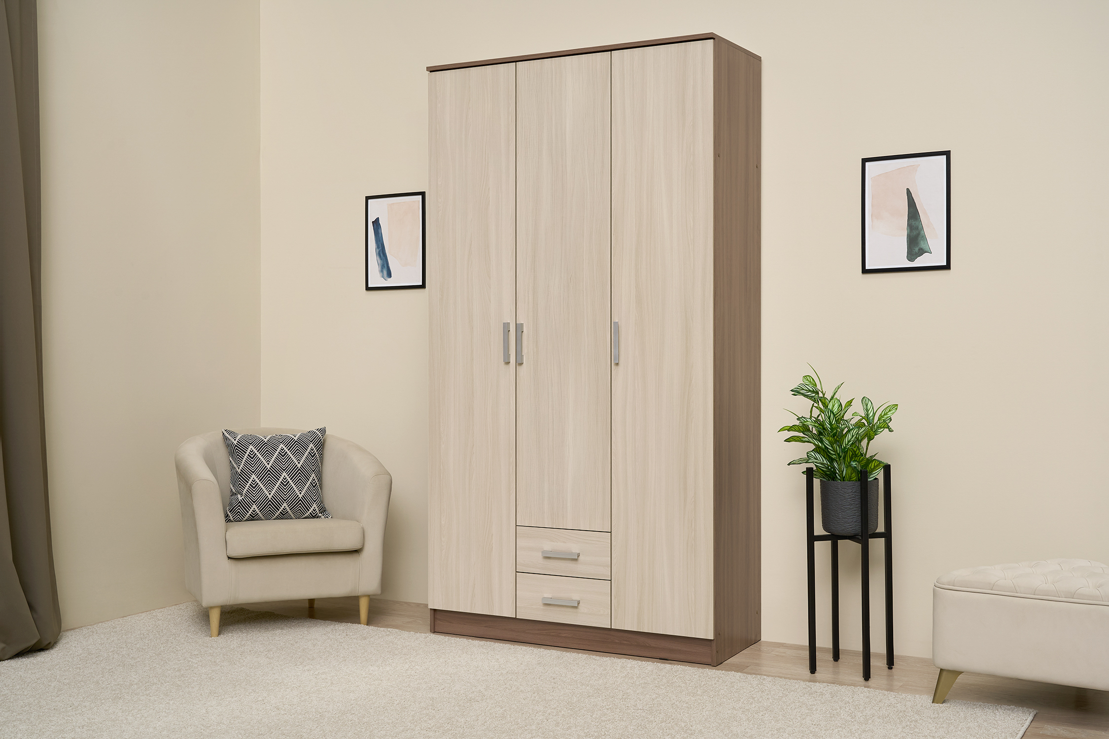 Шкаф Трио ясень шимо темный / ясень шимо светлый