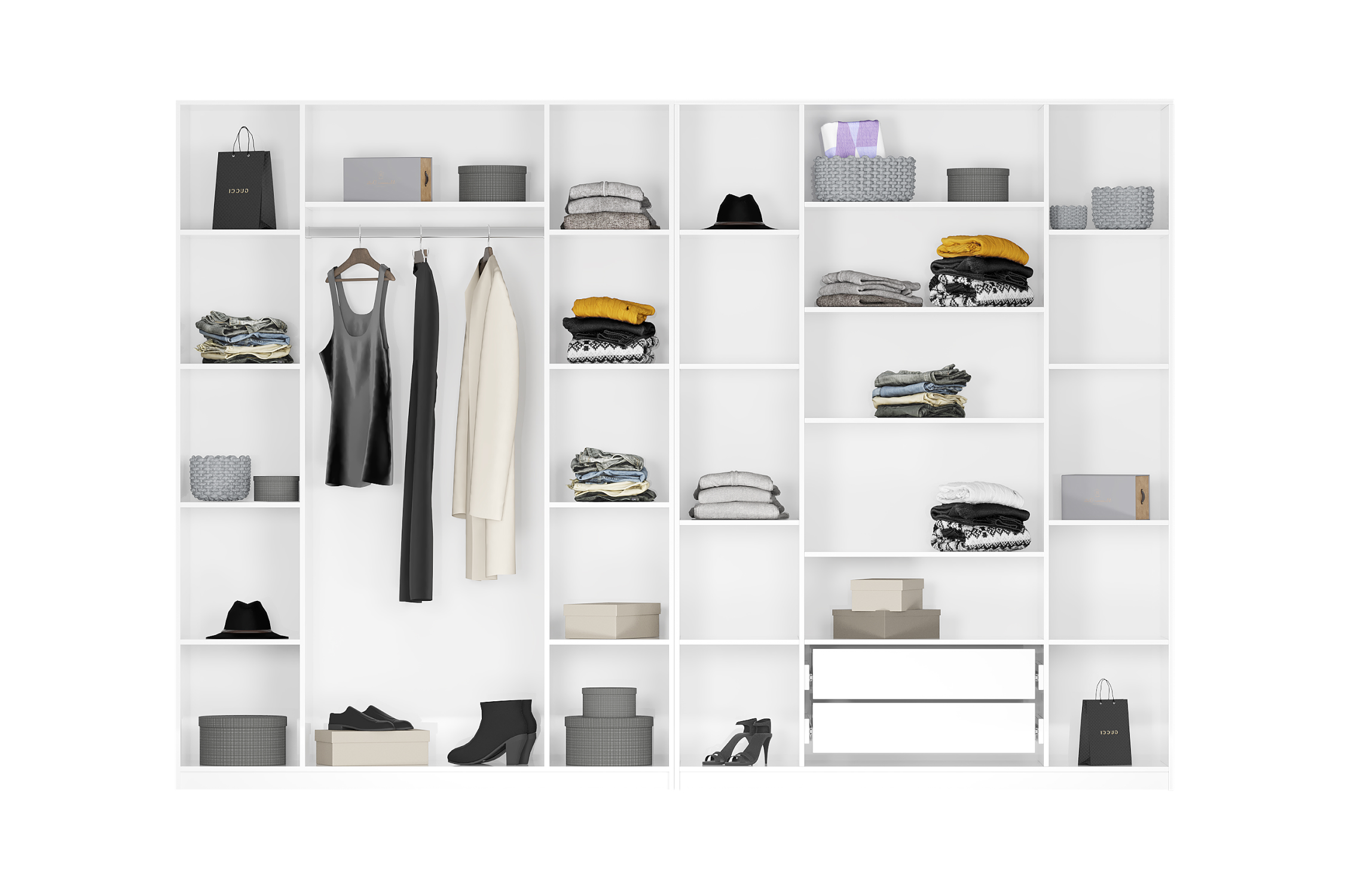 Комплект шкафов Тивина 3.2 м белый текстурный