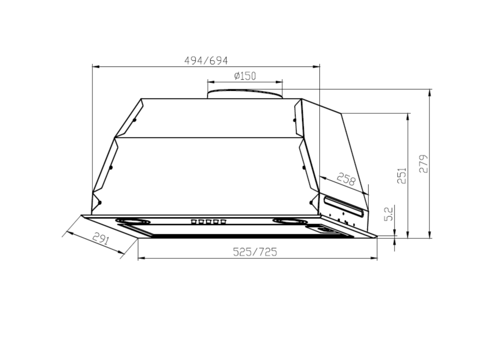 Встраиваемая вытяжка GS BLOC P 900 INOX
