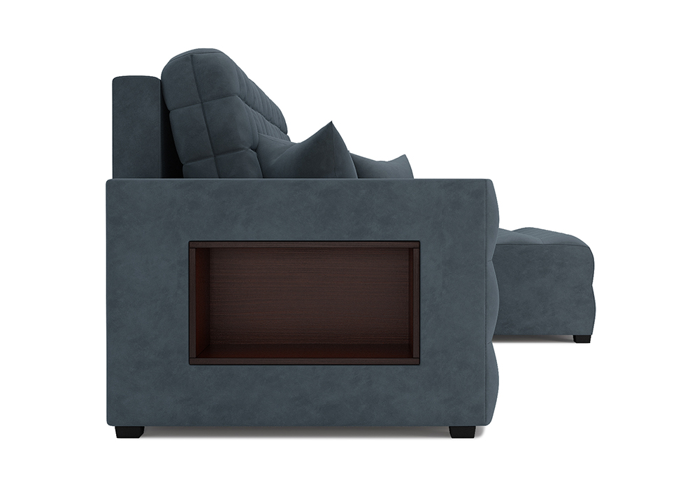 Диван угловой еврокнижка Мадрид велюр серо-синий