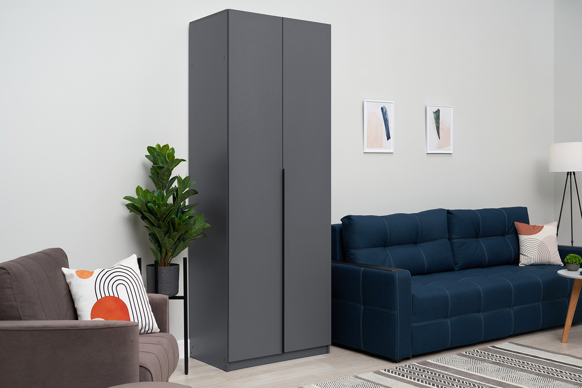 Шкаф 2-х створчатый Тивина графит серый