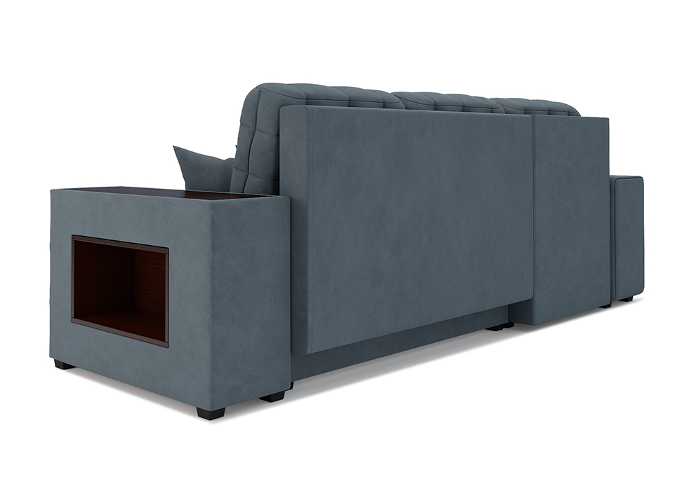 Диван угловой еврокнижка Мадрид велюр серо-синий