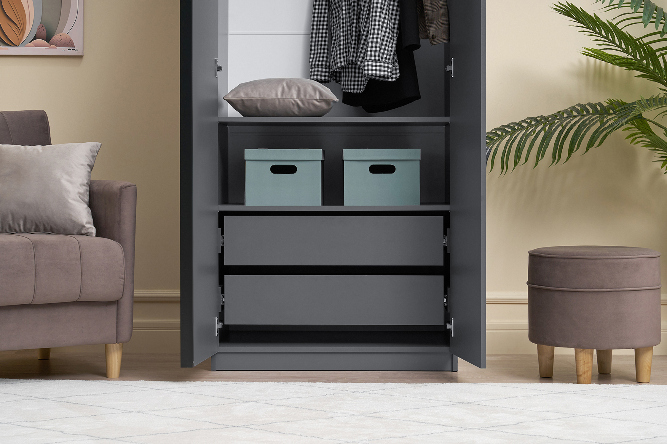 Шкаф 2-х створчатый Тивина графит серый