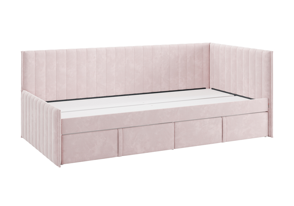 Тахта с ящиками Твикс велюр нежно-розовый