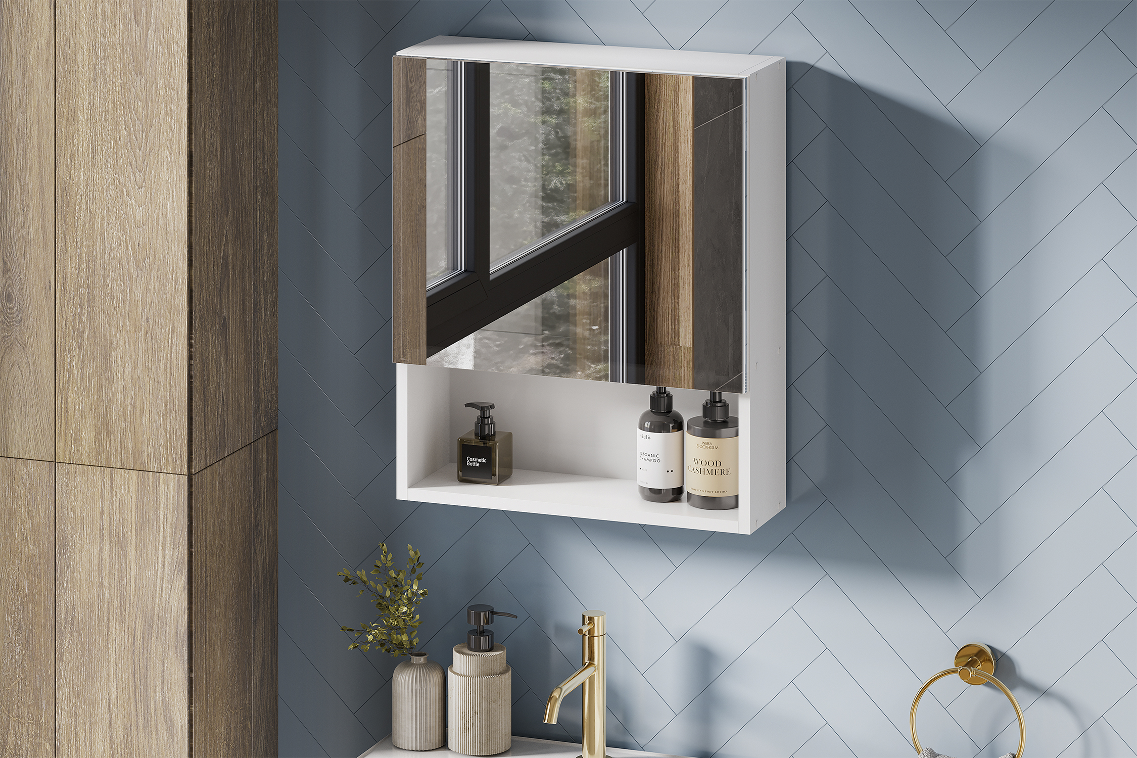 Зеркальный шкаф Океалис белый