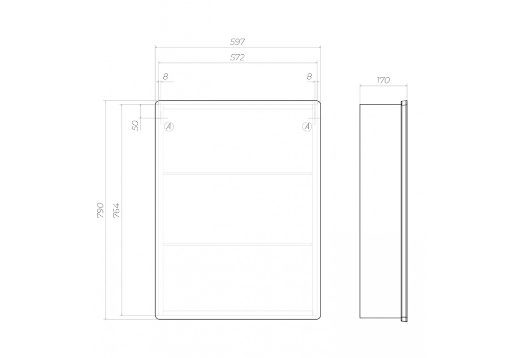 Зеркало-шкаф Geometry 600 с LED подсветкой