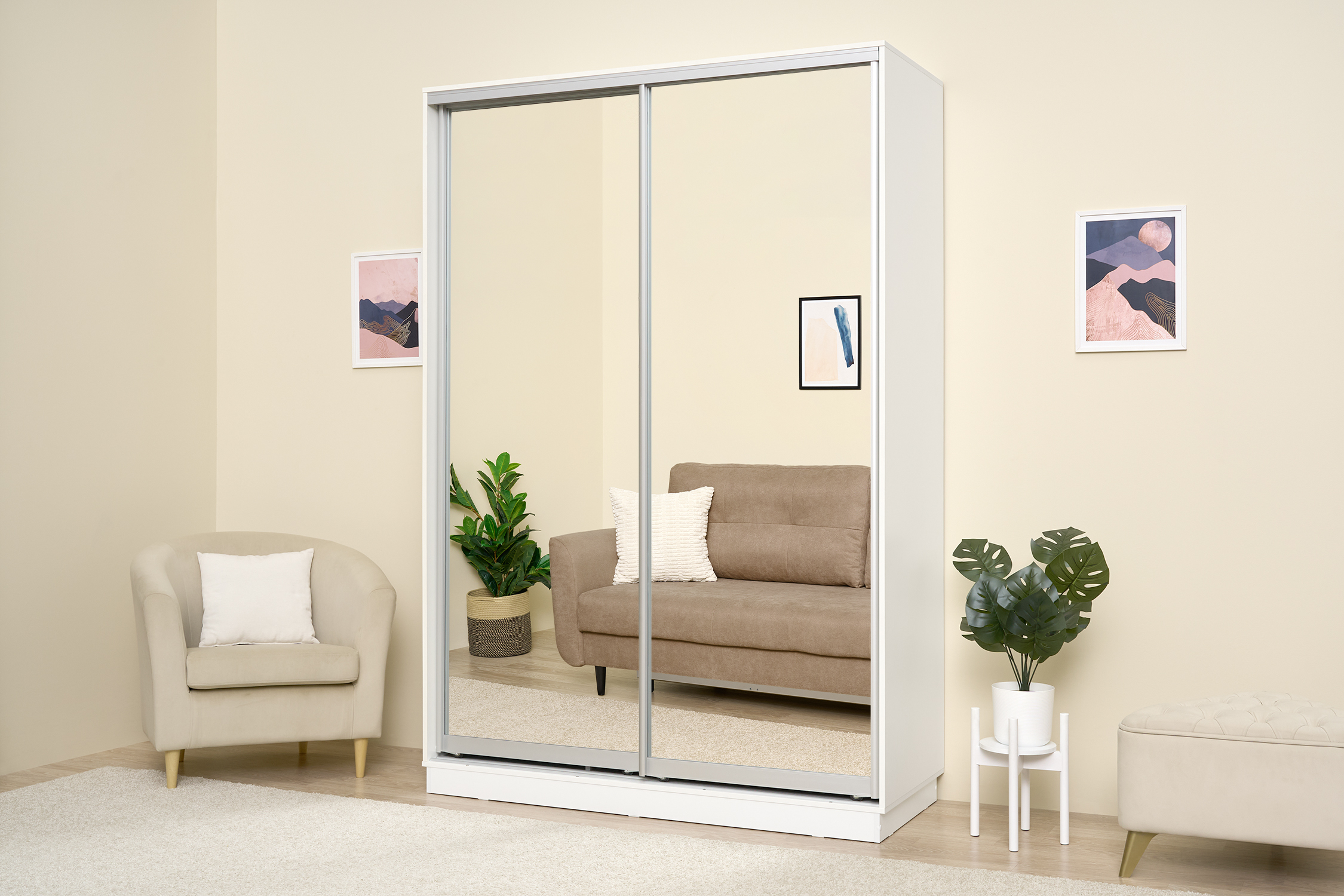 Шкаф-купе двухдверный Арго белый