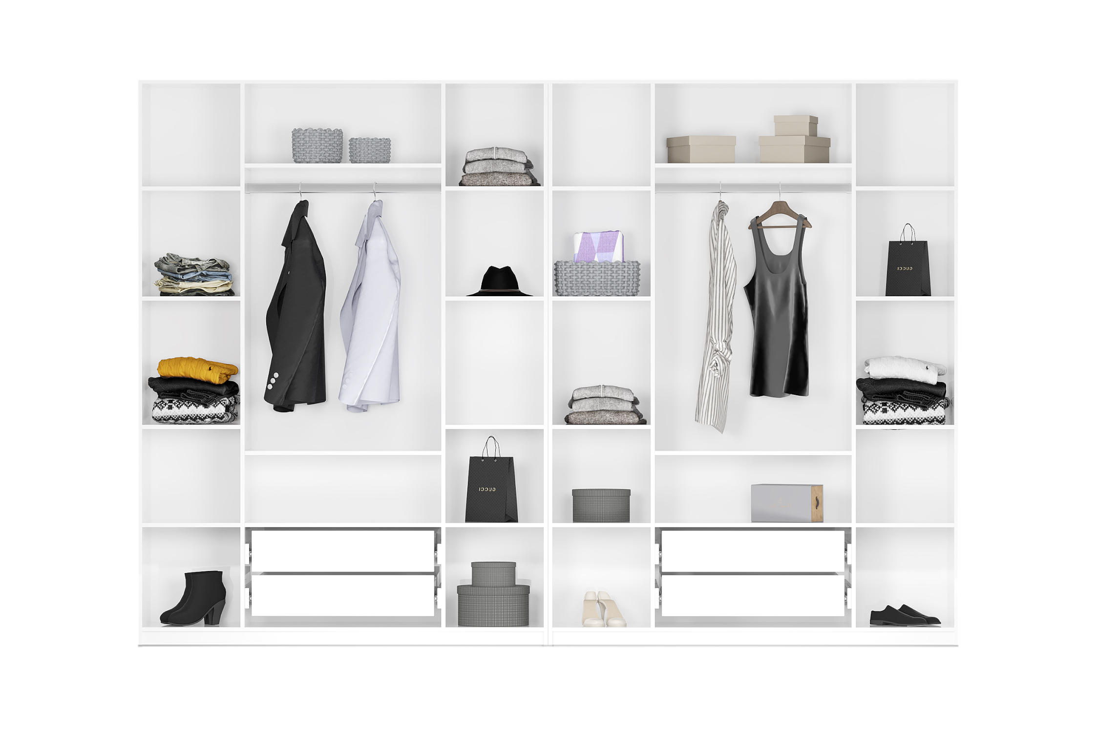 Комплект шкафов Тивина 3.2 м белый текстурный