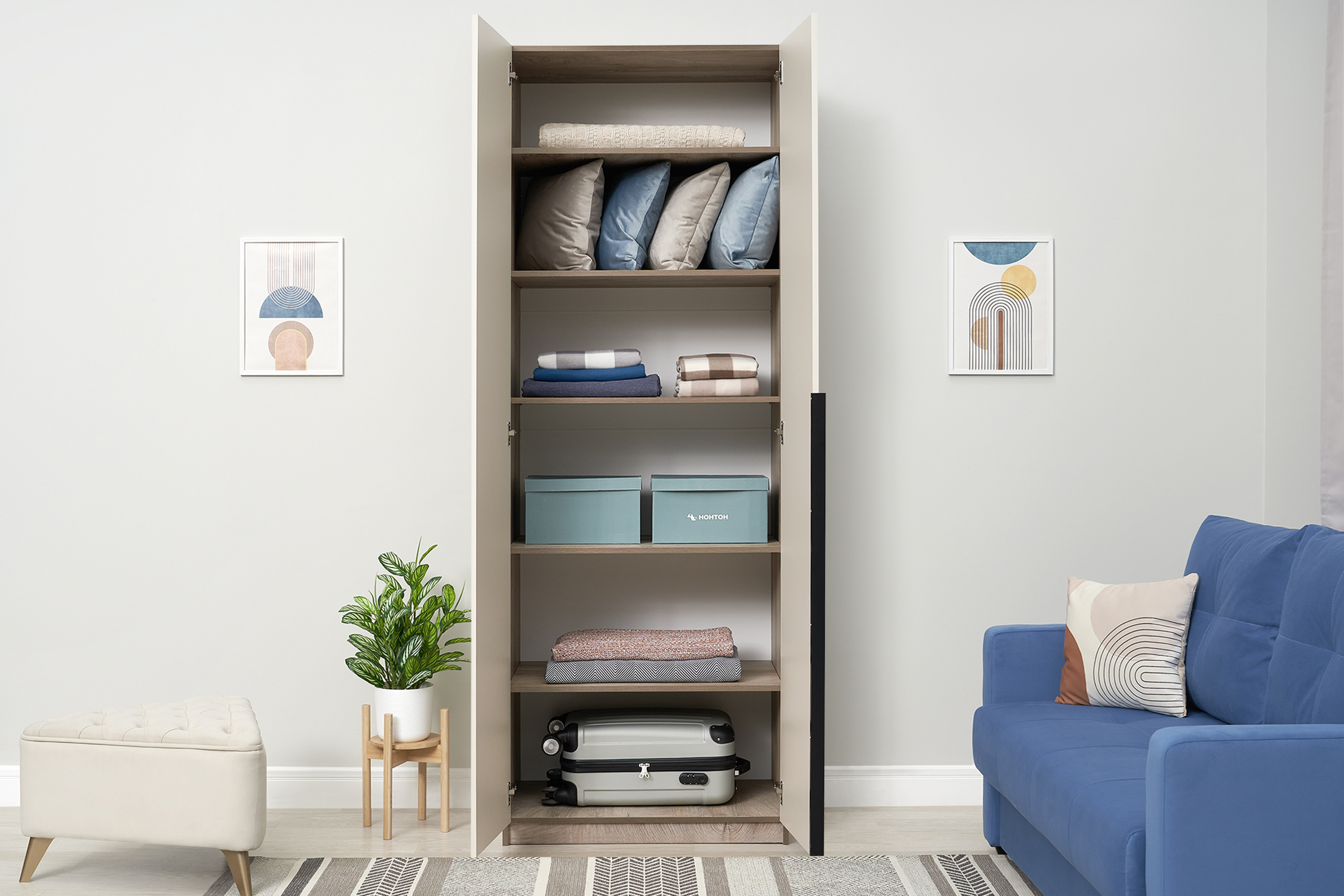 Шкаф 2-х створчатый Тивина эндгрейн / меланж