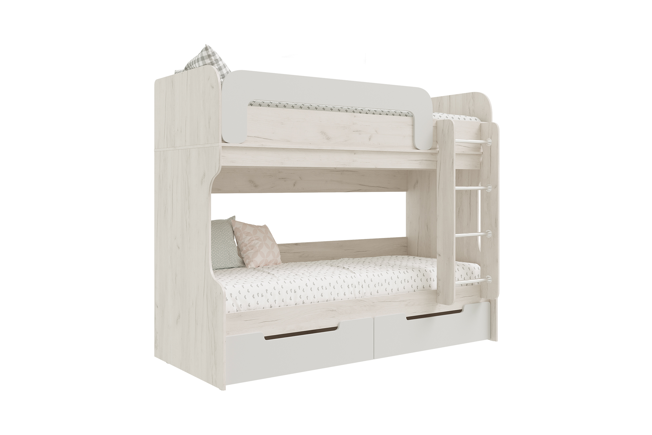 Кровать-чердак Юниор-4 дуб крафт белый / шарли белый