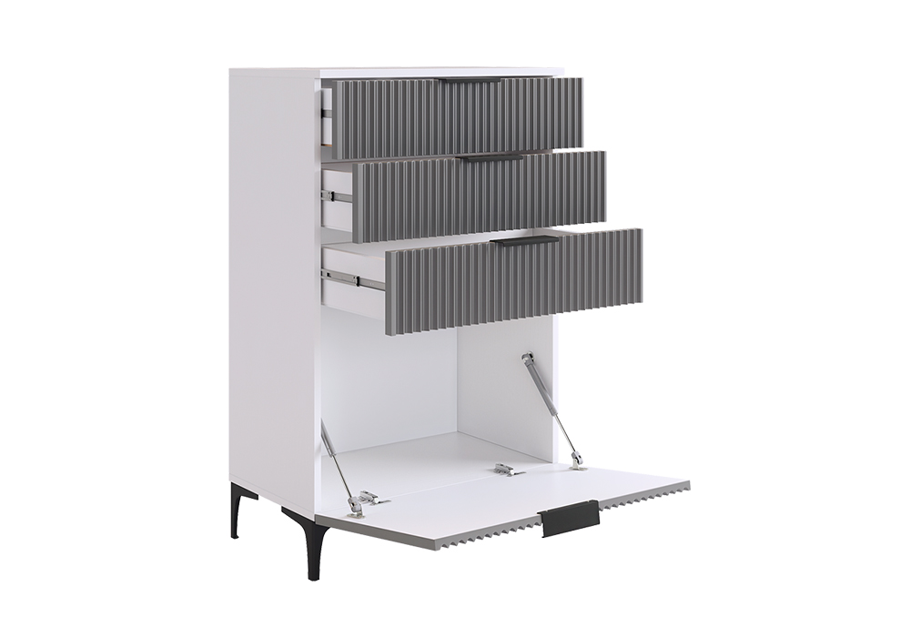 Комод Зефир белое дерево / серый