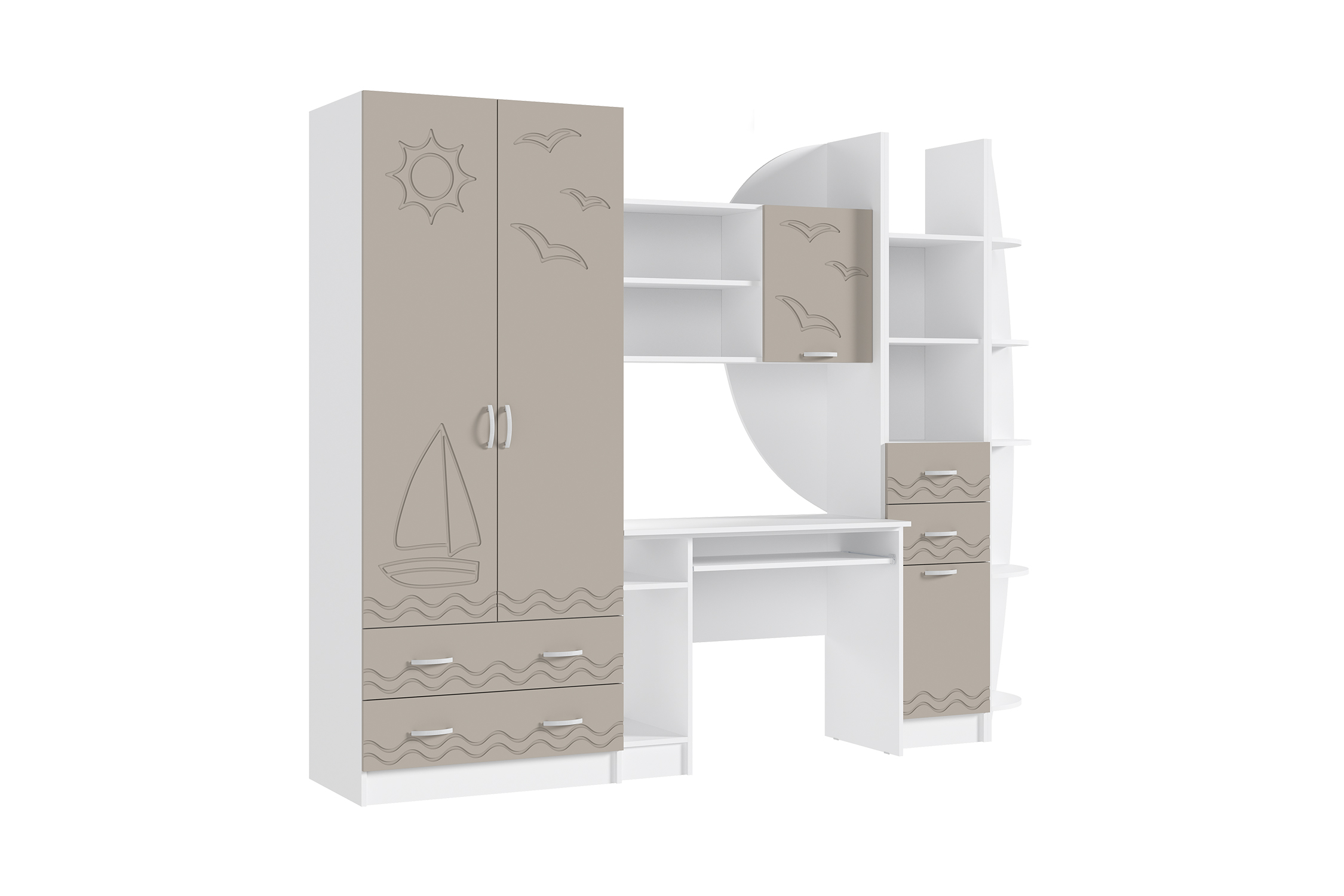 Стенка Юниор-2 белый / шарли мокко