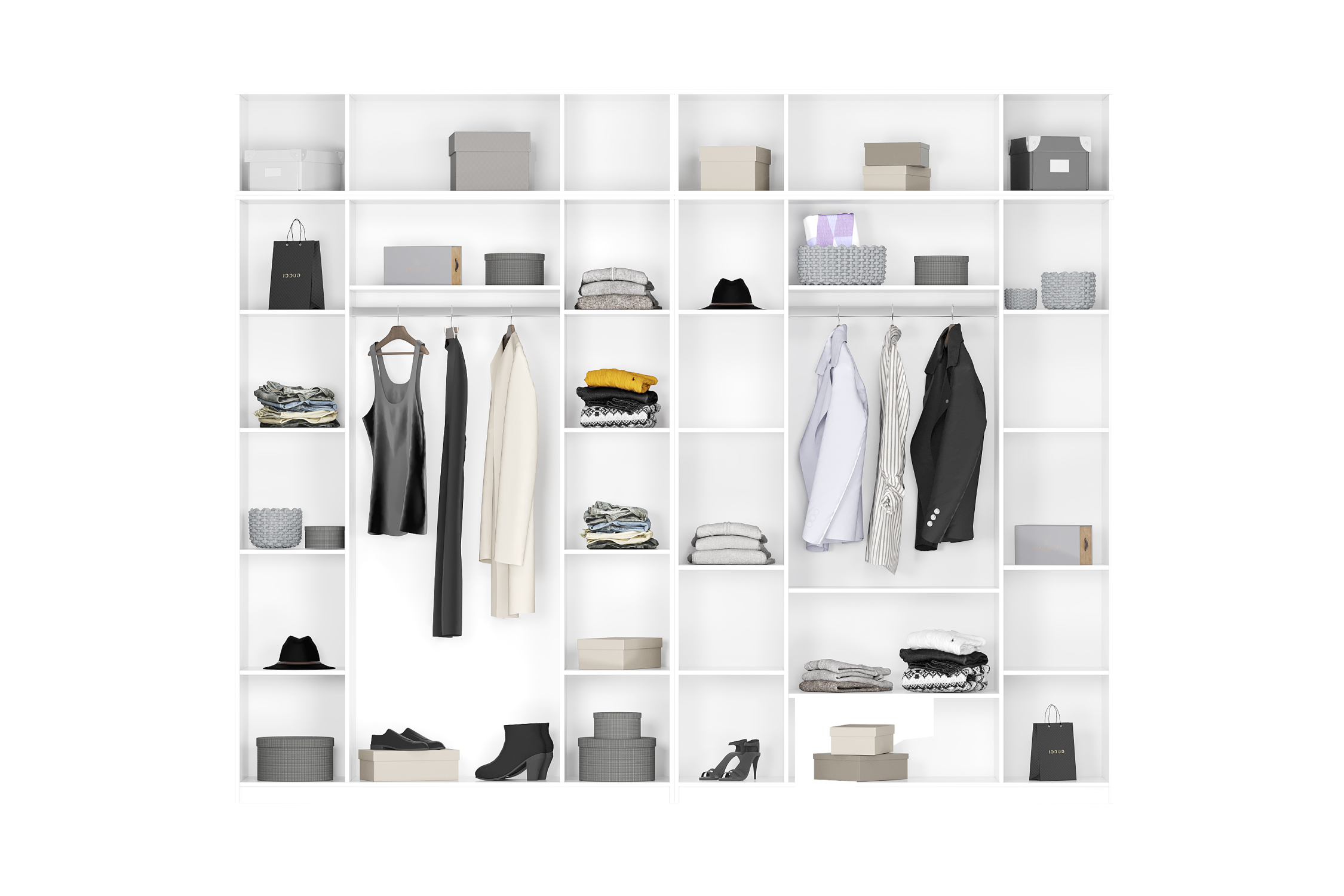 Комплект шкафов Тивина 3.2 м с антресолью белый текстурный