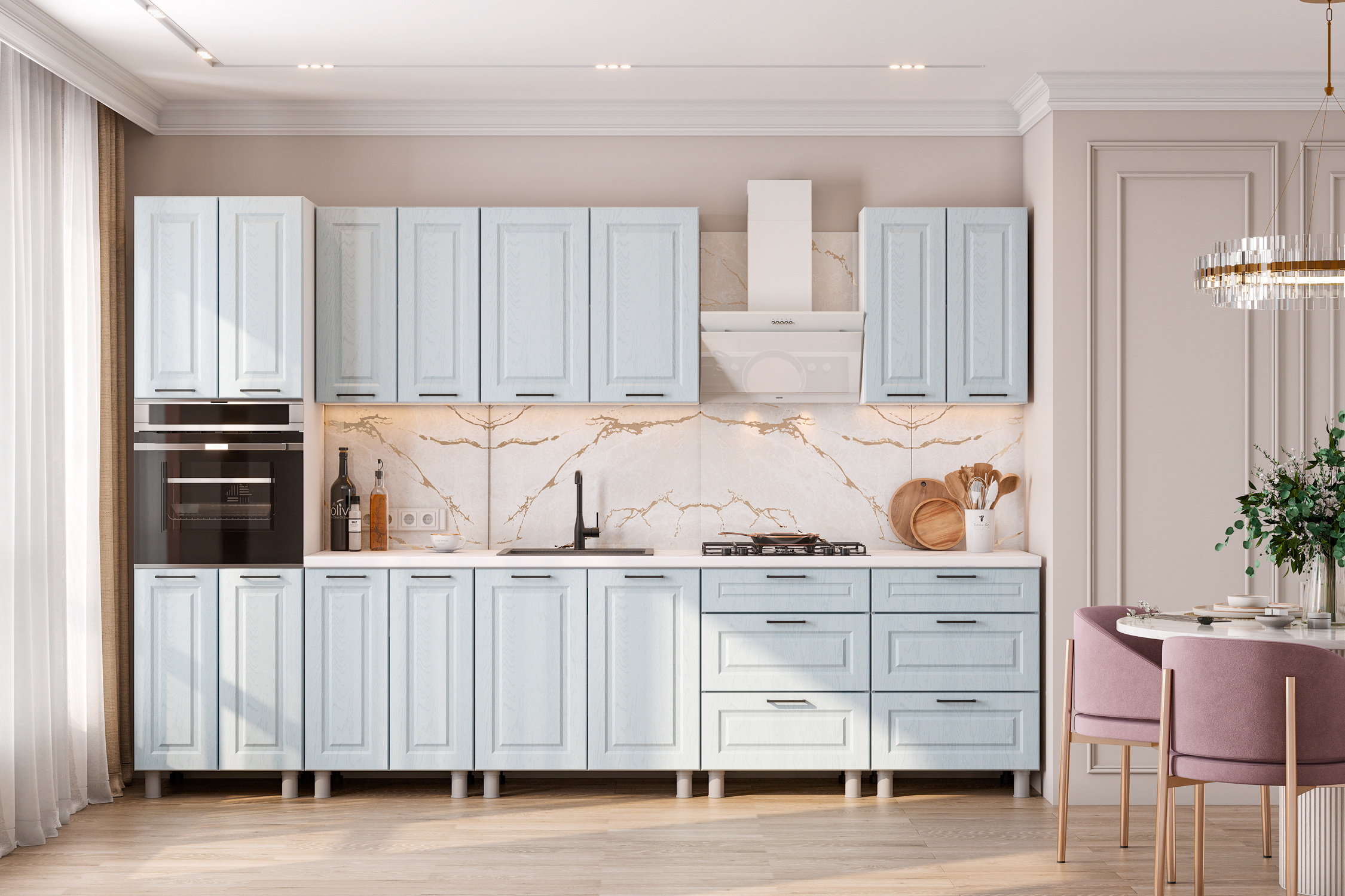 Модульная кухня Портленд деним голубой