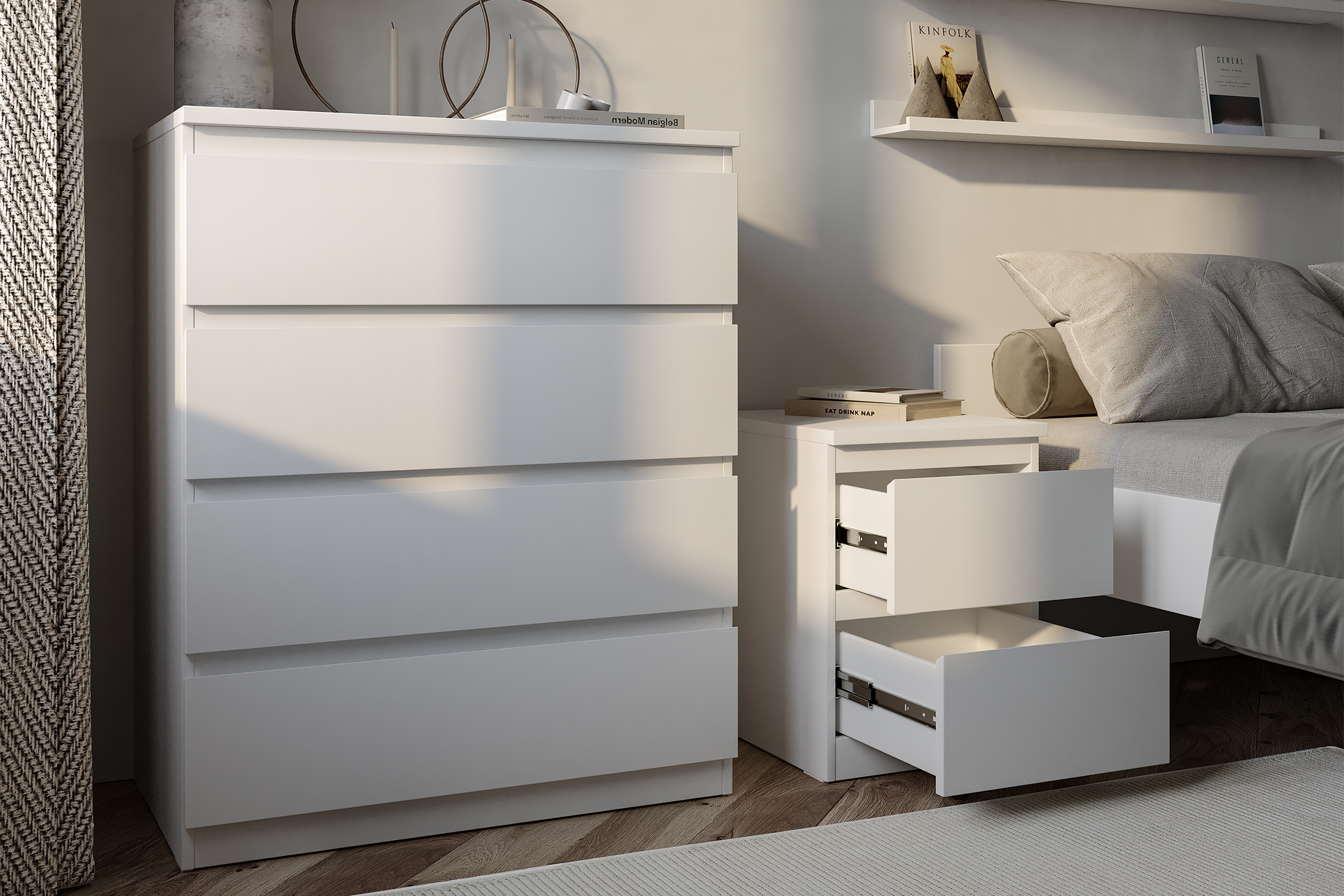 Комод высокий Мальта 4 ящика белый