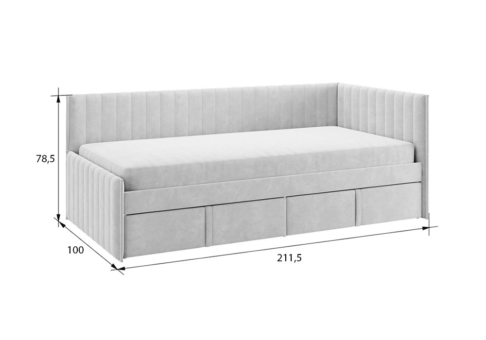 Тахта с ящиками Твикс велюр нежно-розовый