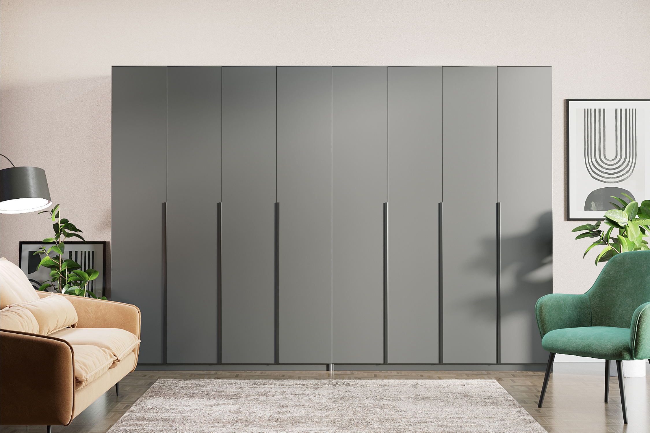 Комплект шкафов Тивина 3.2 м графит серый