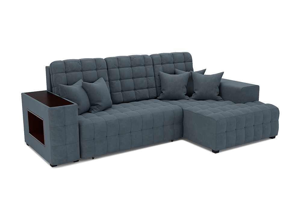 Диван угловой еврокнижка Мадрид велюр серо-синий