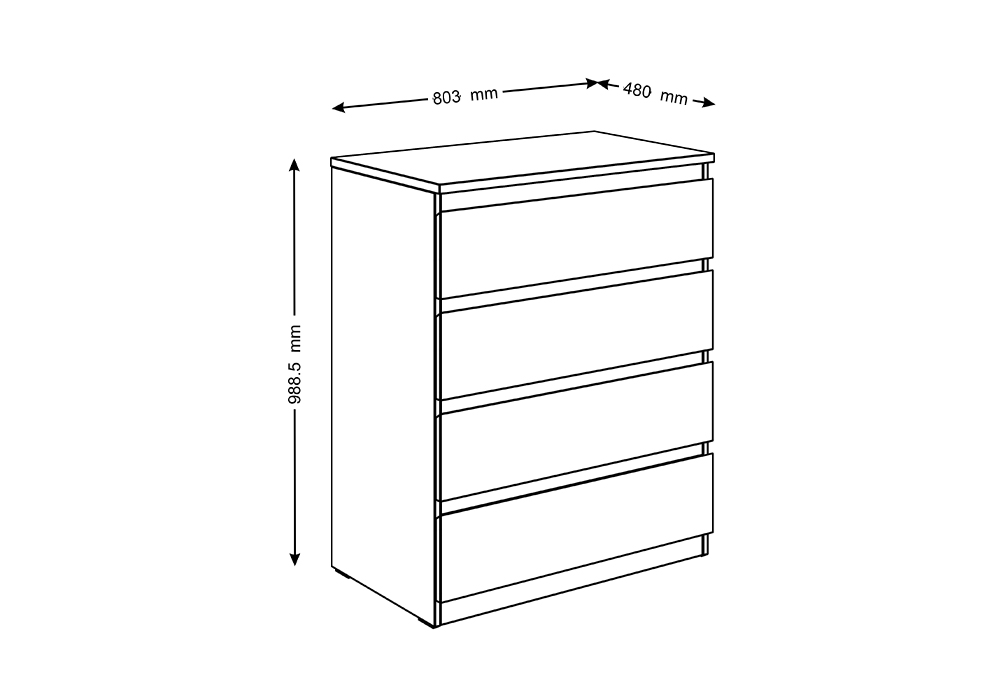Комод высокий Мальта 4 ящика сонома