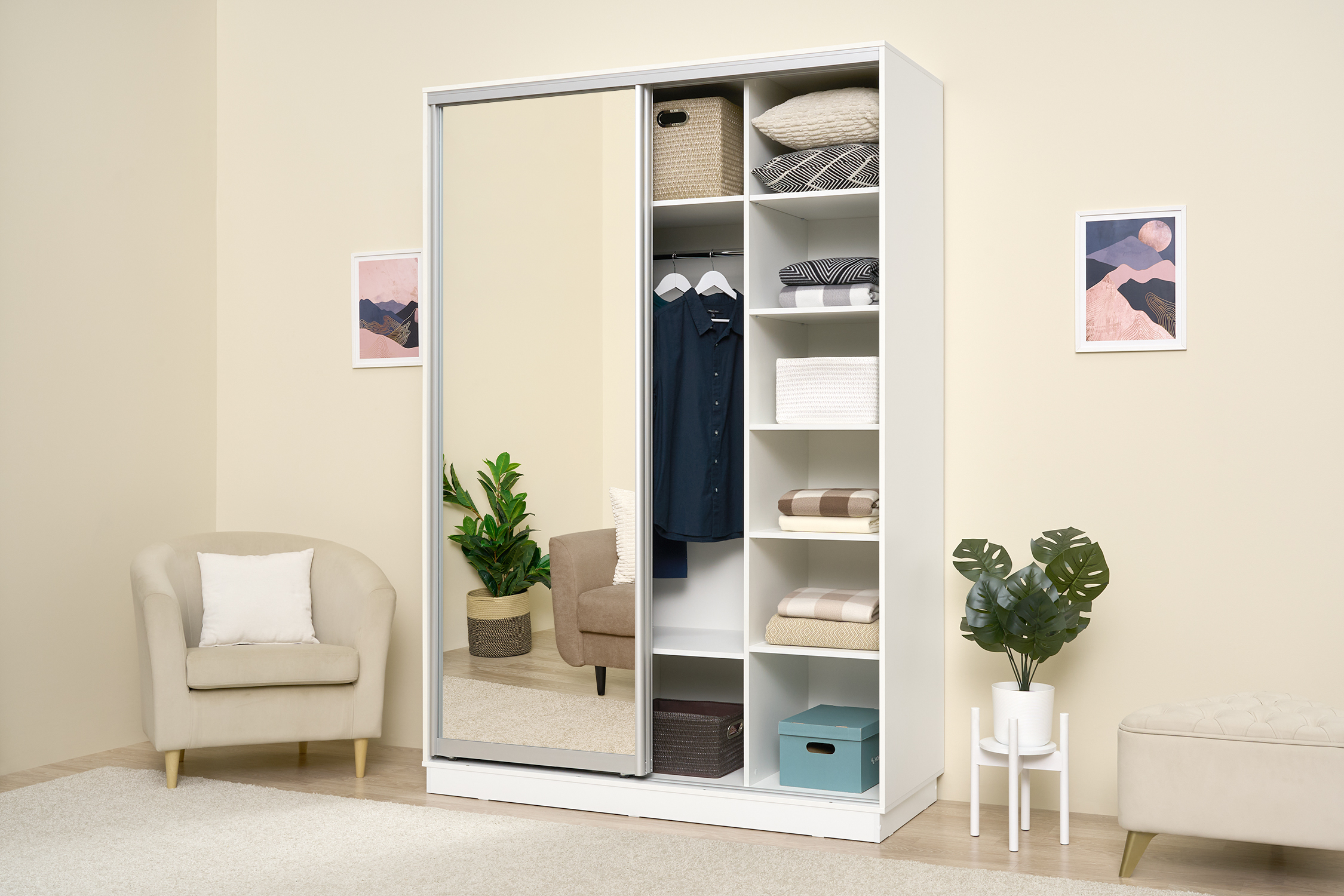 Шкаф-купе двухдверный Арго белый